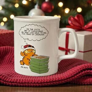 Vintage 1978 Garfield Christmas Lasagna Mug Enesco Jim Davis Holiday Ceramic Cup